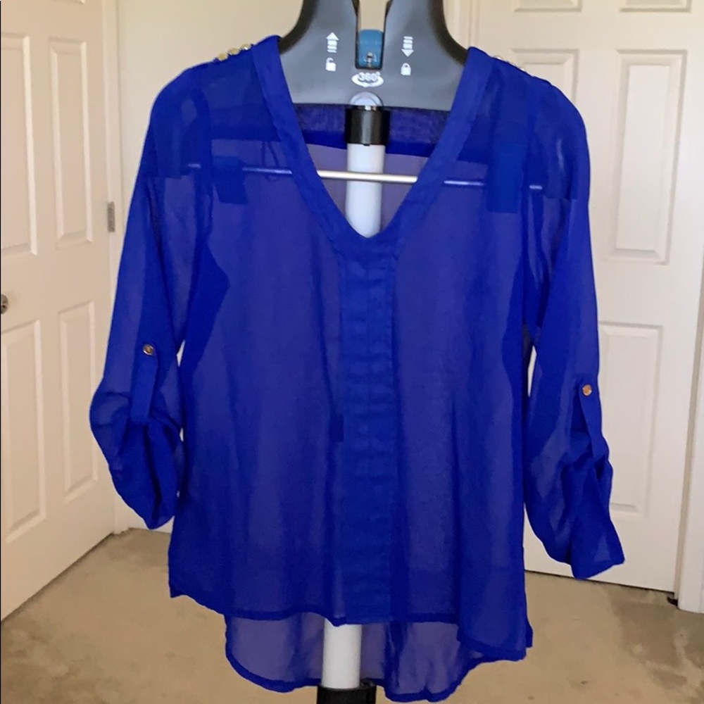 Hi Low Blouse with Detailed Jeweled Shoulders